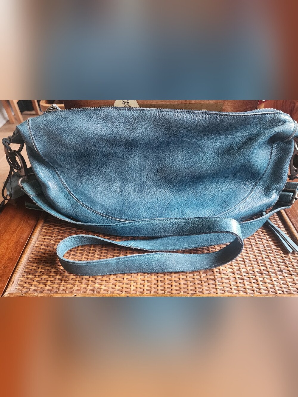 Latico Callie Sling Denim/ Teal Leather Crossbody Bag With Tags